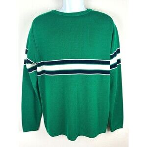 Vintage Christopher Rand Green with White Blue Chest Stripe Pullover Sweater M